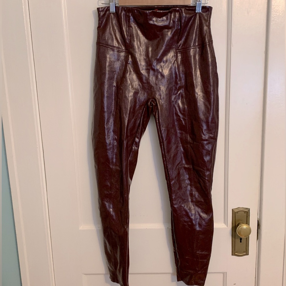 Spanx Ruby Faux Patent Leather Leggings, Womens Size Large - Picture 4 of 12